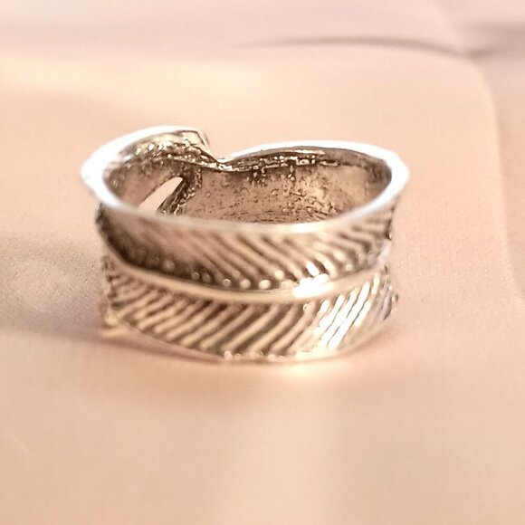 Boho Silver Leaf Wrap Turquoise Ring Size 5 New Nature Inspired Statement Gift - Picture 4 of 5